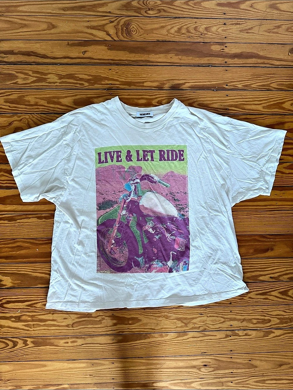 Daydreamer Live & Let Ride Graphic Tee White & Pink
